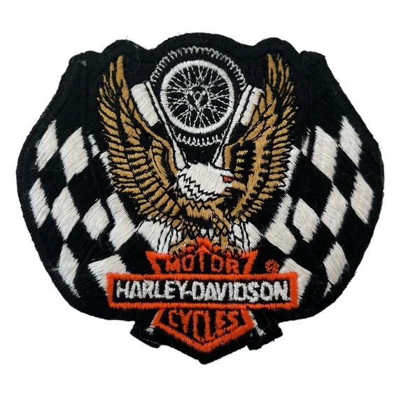 Harley-Davidson Patch Checkered Flag Eagle Finish Line Wings Up Racing - Picture 1 of 5